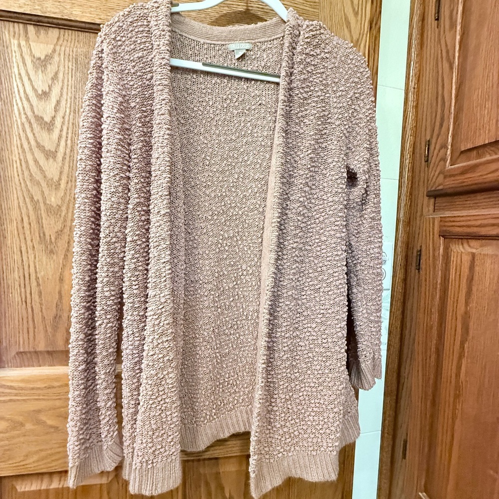 Falls Creek Tan Cardigan Sweater Plush Knit